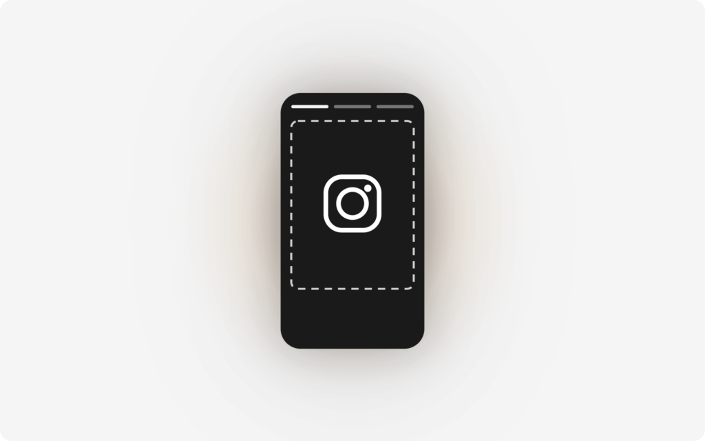 Cadre vertical 9:16 avec la zone de securite Instagram Story en pointilles