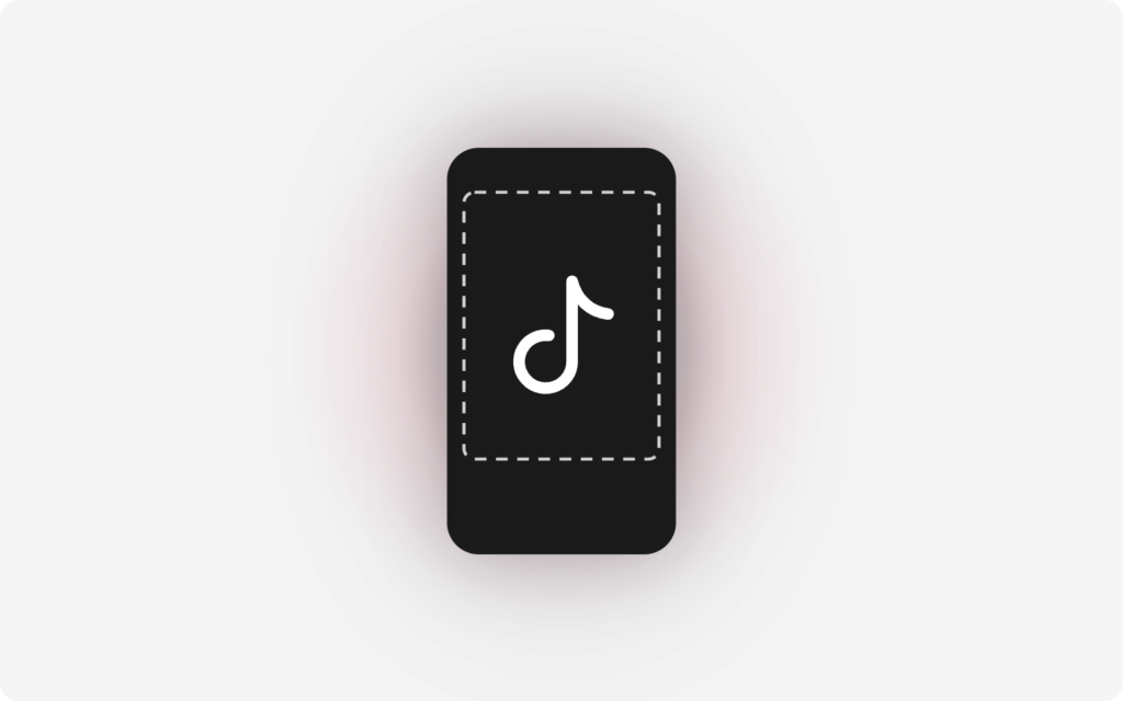 Cadre vertical 9:16 avec la zone de securite TikTok en pointilles